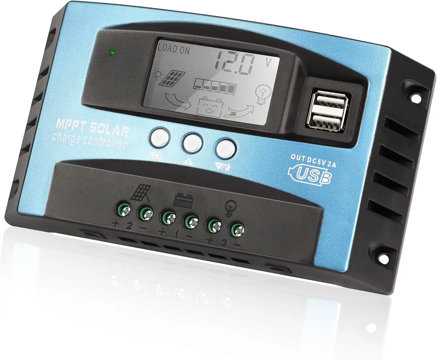 Premium 30A MPPT Solar Charge Controller, 12V/24V Auto, for Lead-Acid and Lithium Batteries, LCD Display & Dual USB