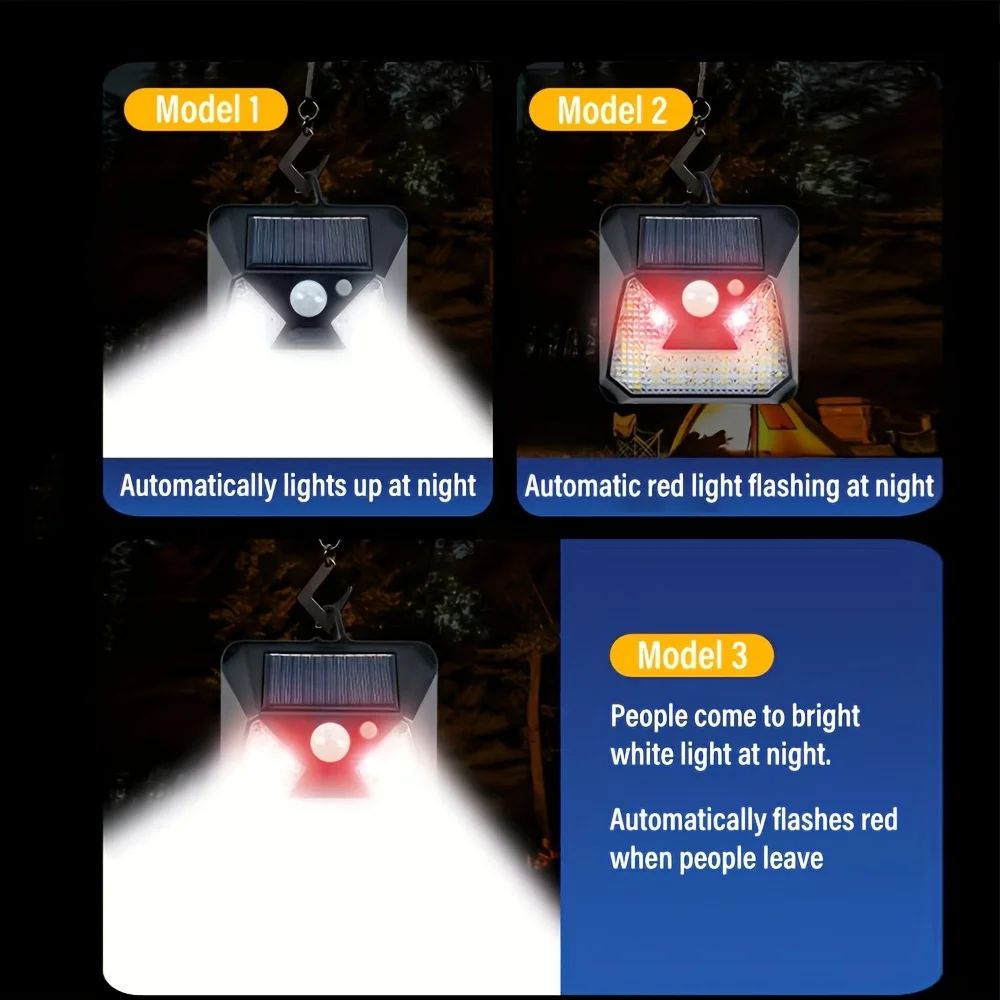 Aplique solar de pared con sensor de movimiento, 120 °   Reflector iluminado gran angular, 3 modos de iluminación Luces de valla