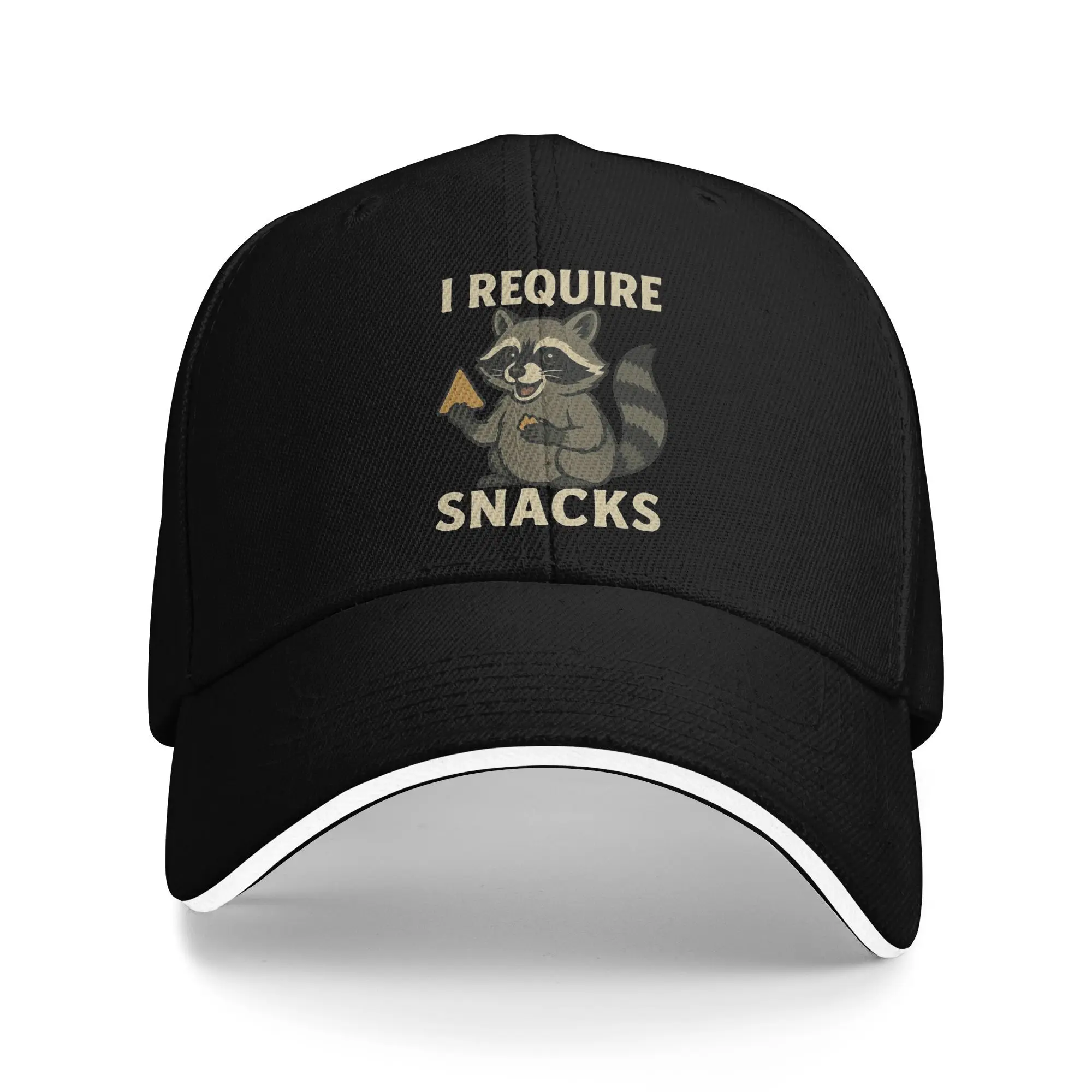 

I Require Snacks, забавные бейсболки с енотом, аксессуары для отдыха, шляпа Snapback с героями мультфильмов для мужчин и женщин, повседневная одежда, подарок