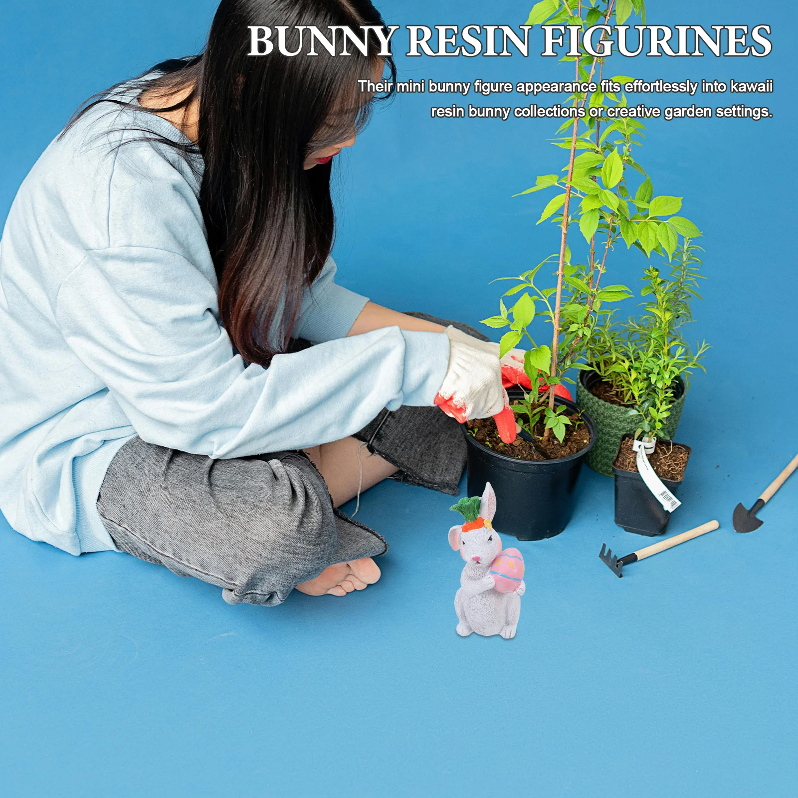 

2Pcs Mini Resin Bunnies Kawaii Animal Decor for Easter Garden Desktop Kids Room Decoration Small Resin Creatures Cute Home