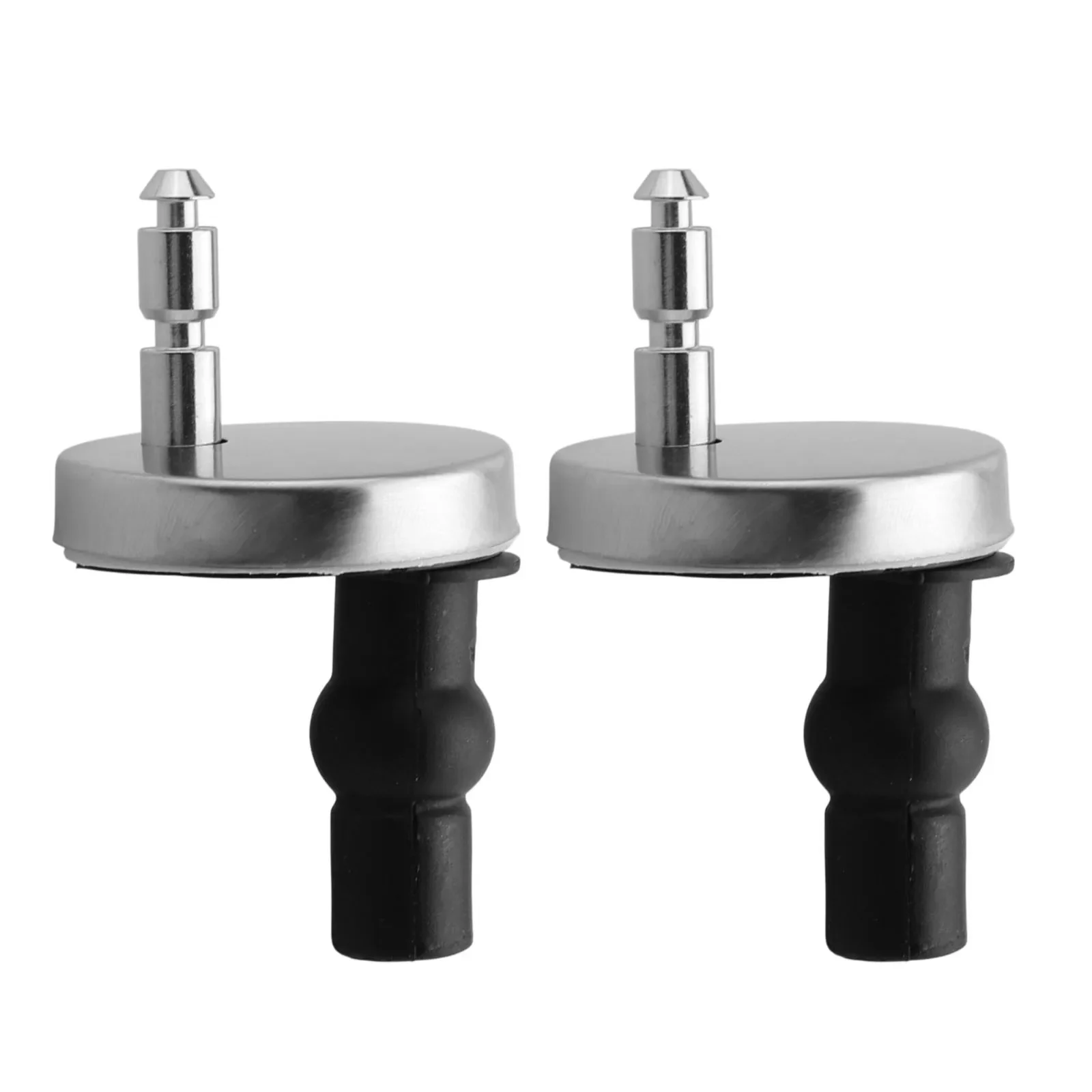 2x Toilet Seat Hinges Fitting Strong Accessories Black & Silver Heavy Duty Hinge Replacement Spare Parts Stable