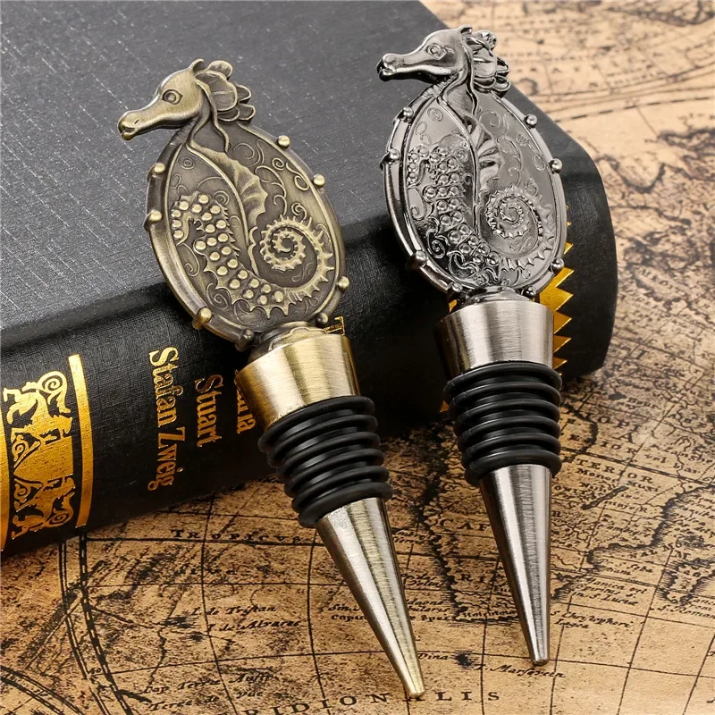 

Household Seahorse Shape Wine Stopper Kitchen Club Restaurant Accessory Metal Bottle Stoppers for Wedding Party Champagne Saver