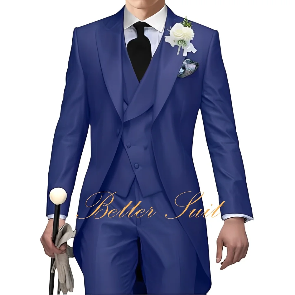 بدلة رجالية مكونة من 3 قطع بدلات ضيقة رسمية طويلة سترة رجالية بدلة بليزر للرجال لحفلات الزفاف بدلة سهرة