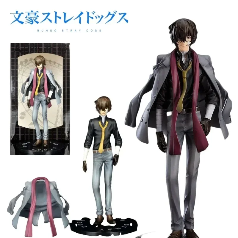 Bungo Stray Dogs Dazai Osamu Model Anime Figure, Uniforme en noir, Interchangeable, Décoration britannique, Jouets à collectionner, Boîte en PVC, 23cm