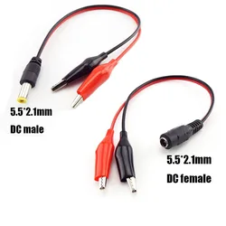 DC Male Female Jack Connector Alligator Clips Crocodile Wire 12V Power Cable To 2 Alligator Clip Connected Voltage 5.5*2.1mm