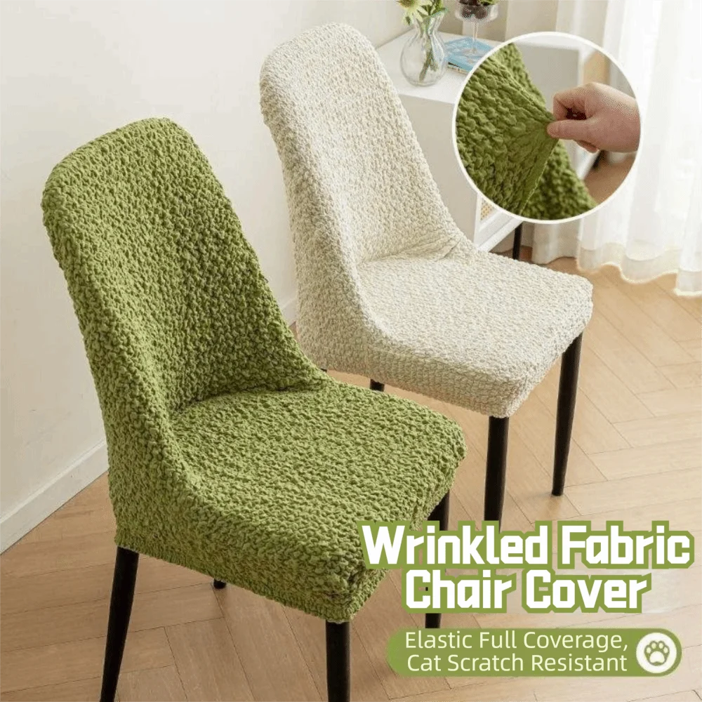 

Эластичный эластичный чехол на стул, морщинистая ткань, противоскользящий чехол на табурет с полной оберткой, устойчивый к домашних животных дышащий чехол на сиденье стула