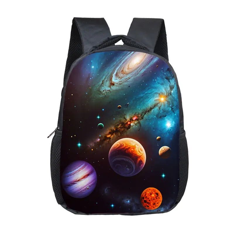 12 Inch Universe Planet Galaxy Print Kids Bookbags Kindergarten Infantile Small Backpack Baby Cartoon School Bag Children Gift