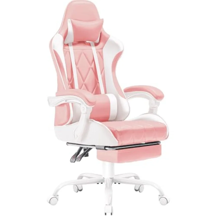 Gaming Chair Computer Chair with Footrest and Massage Lumbar Support Ergonomic High Back Video Game Chair with Swivel Seat and