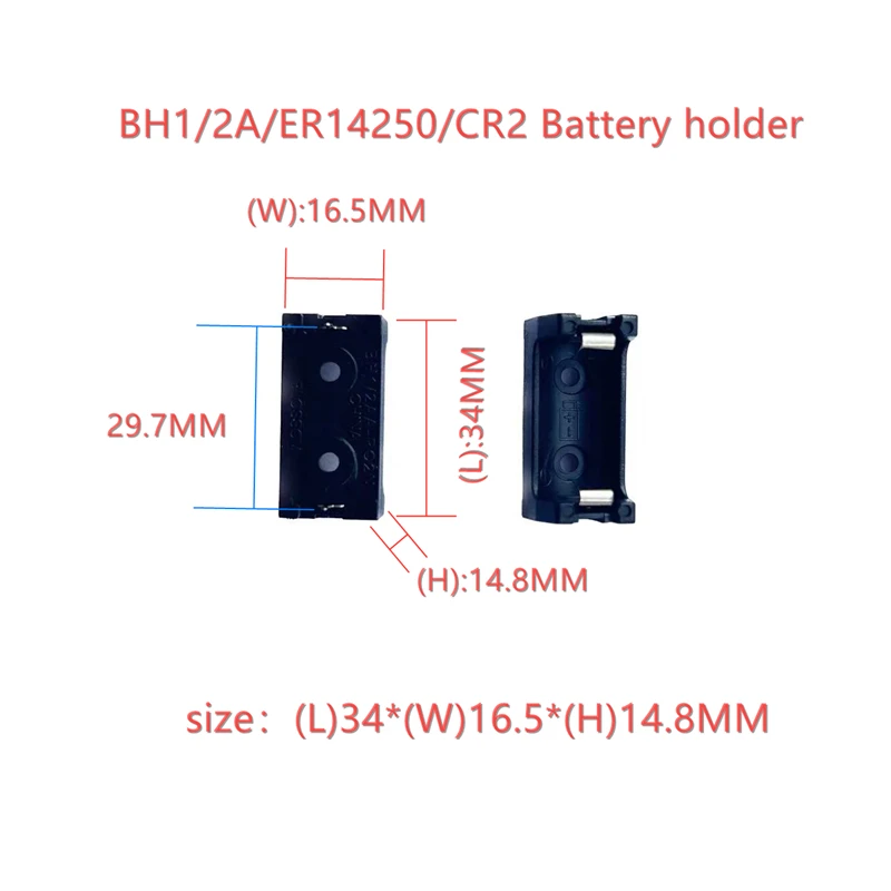 1AA Battery Box ER14250 Lithium Battery Box 14250 Single-cell Battery Storage Box With PCB Pin CR2 Battery Holder ABS Hard