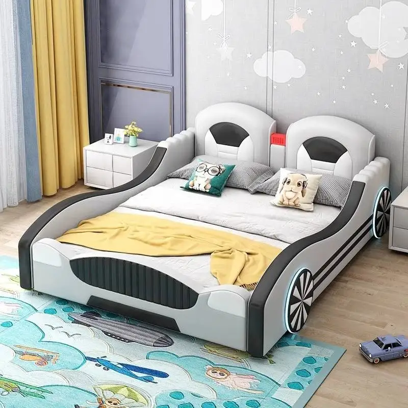 سرير أطفال أبيض بسيط فاخر وآمن وبسيط وسرير أطفال مخصص بتصميم خشبي وحديث مضاء لصب أثاث منزلي للرضع