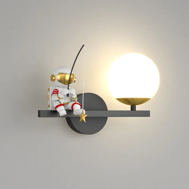 iluminacao de parede infantil lua cartoon fundo astronauta criativo minimalista abajures de cabeceira para quarto casa moderna 01