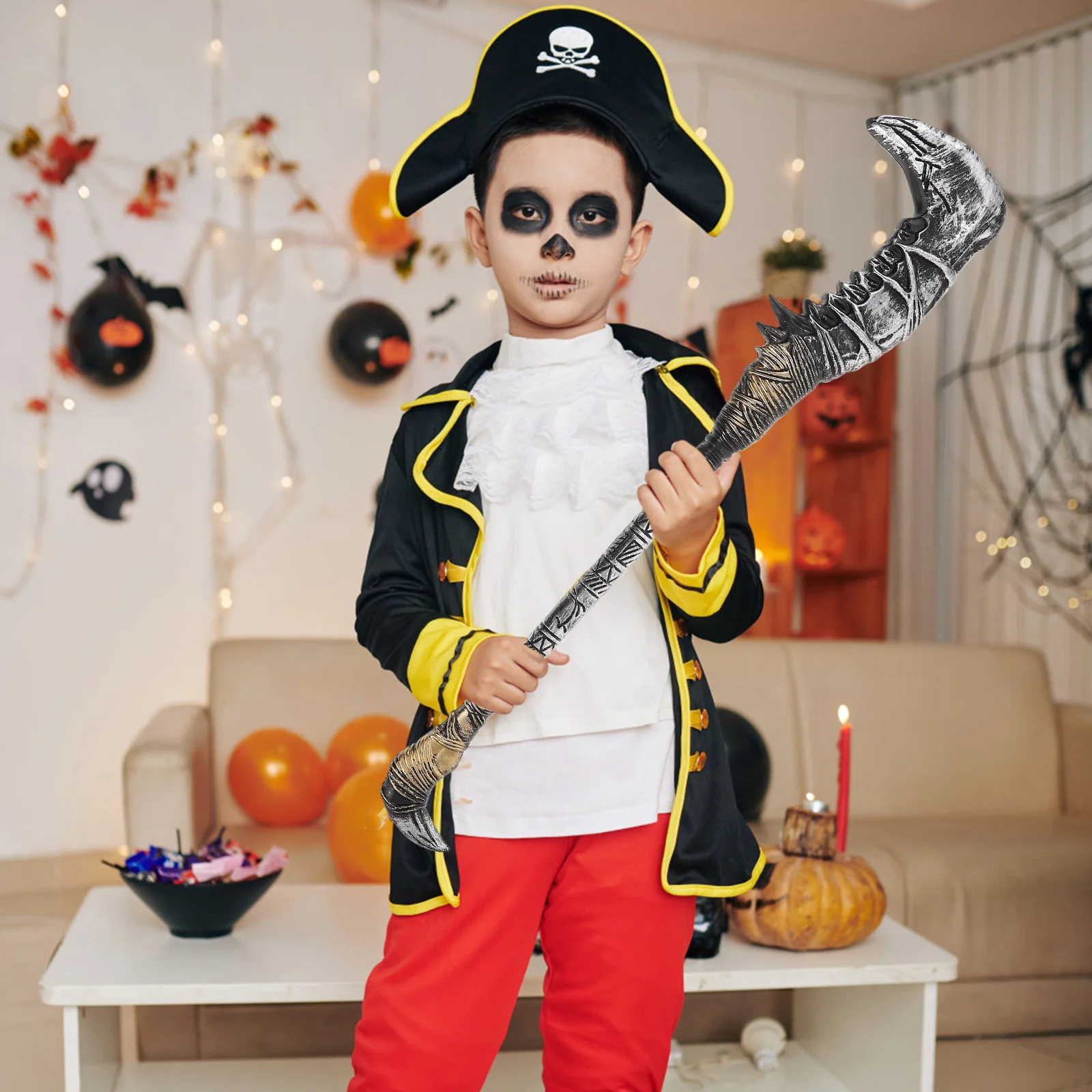 

Gothic Halloween Scythe Grim Reaper Costume Accessory Spooky Faux Scythe Prop Lightweight Durable Unique Charm