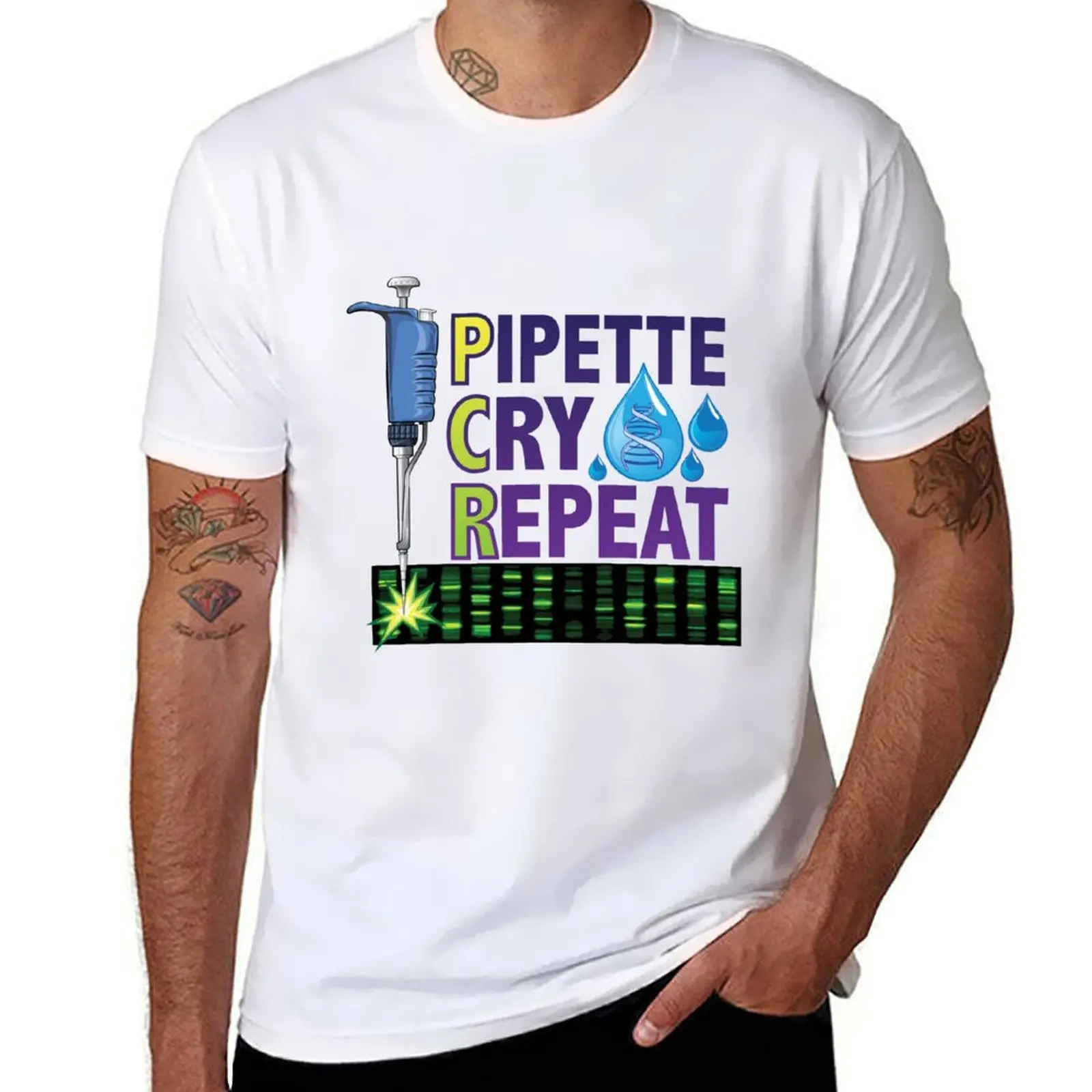Pipette Cry Repeat PCR Design for DNA Biotechnology Lab Scientists Version 2 T-Shirt Simple Graphic Design T-Shirt