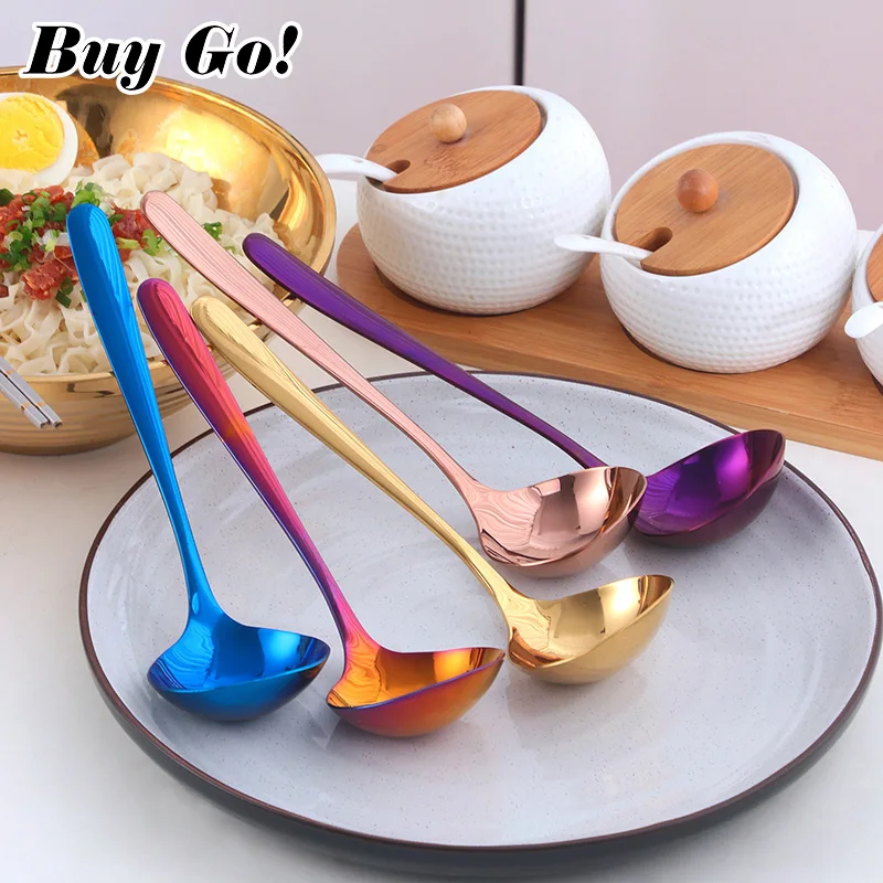 1/2Pcs Long Handle Small Soup Spoon Ladle Home Kitchen Tableware Stainless Steel Spoons Scoop Kitchenware Cooking Utensils