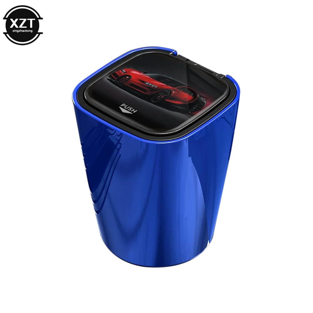 Car Ashtray Multi Function Ashtray With Blue LED Light Cover Automatic Smoking Car Interior Flame Retardant Accessories