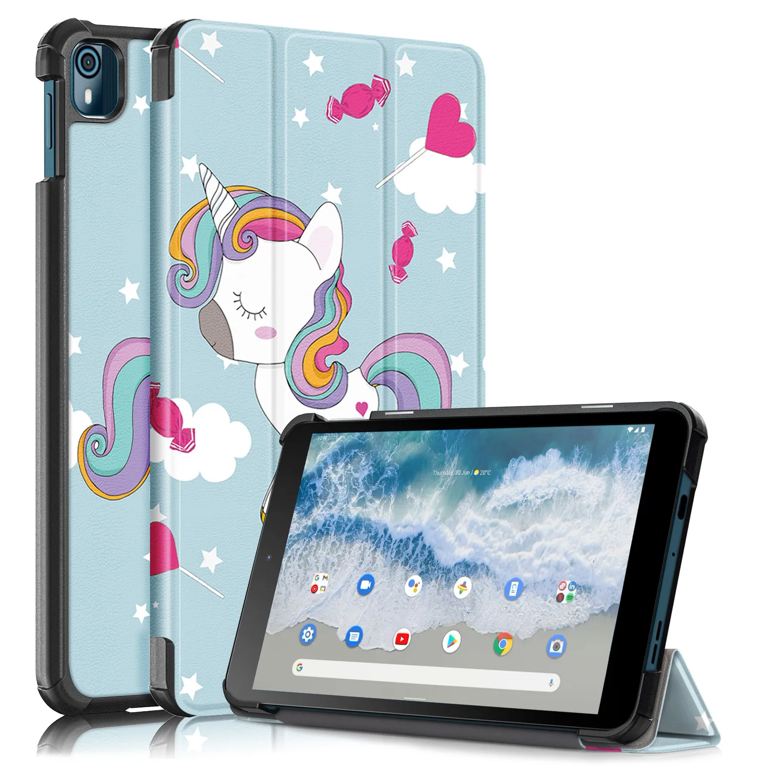 

For Nokia T20 2021 T10 2022 Case PU Leather Tri-Folding Stand Magnetic Flip Cover for Funda Nokia T20 T10 2022 Tablet Kids