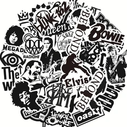 10/30/50PCS Punk Rock Band Black White Graffiti Stickers Suitcase Phone Waterproof Guitar Decoration Toy Sticker Decal Wholesale