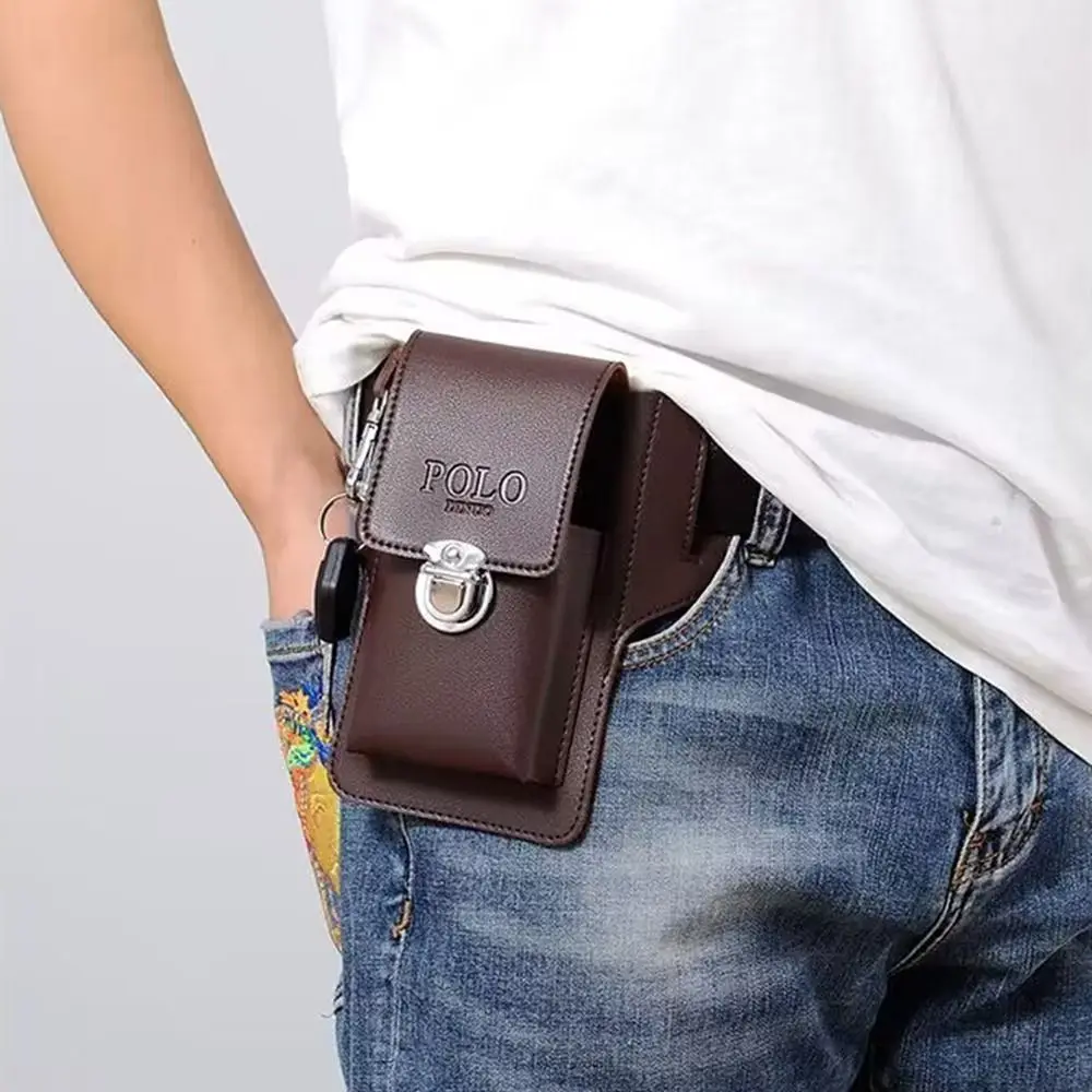 

New Multifunctional Belt Waist Bag Portable Solid Color Phone Waist Bag PU Vintage Leather Bag Outdoor Sports Bag High Quality