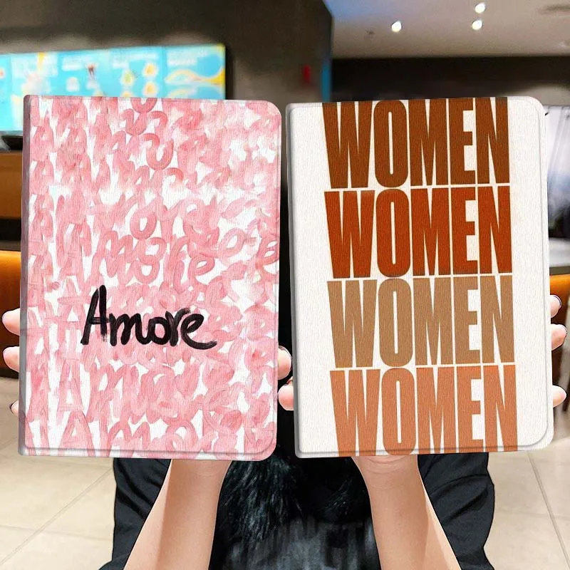 

Pink Amore Letter Pattern Tablet Case For Lenovo Xiaoxin Legion Pad Tab Pro GT Y700 Gen4 2 11 P11 M10 K10 3rd Plus Gen Gift