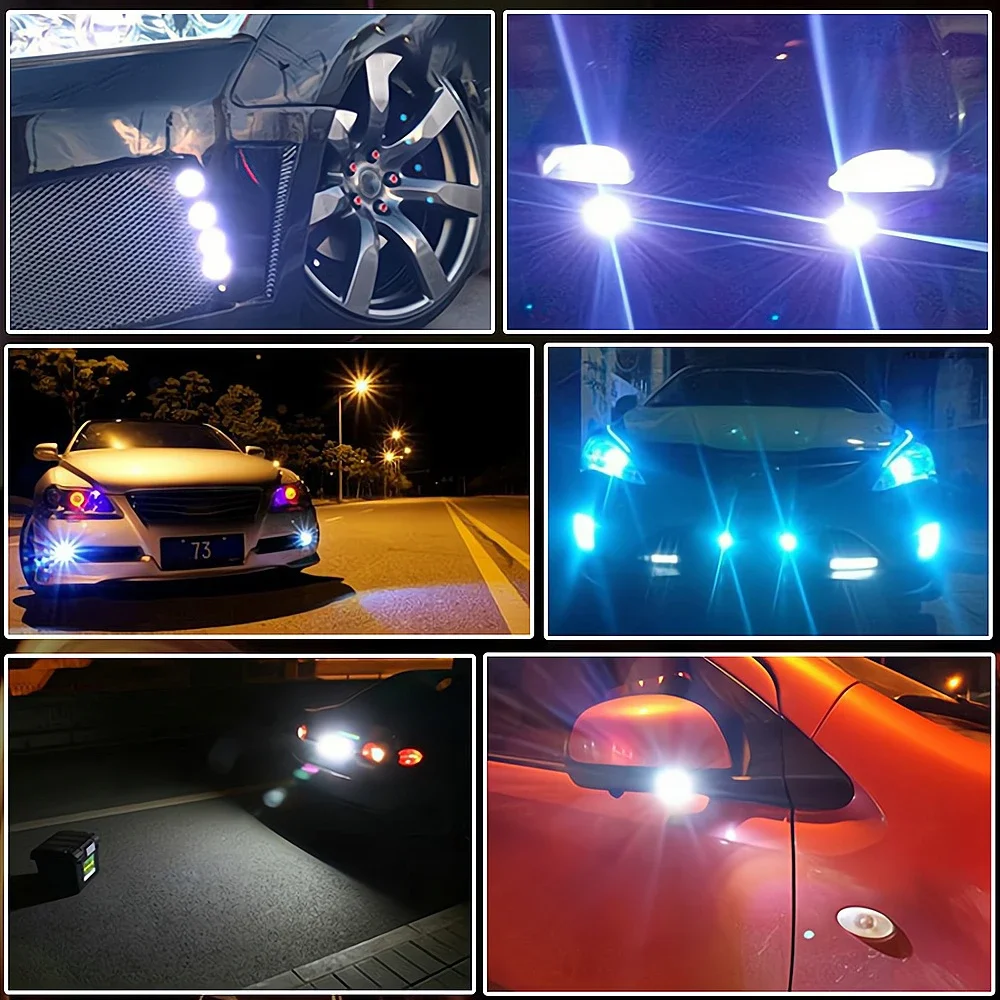 2Pcs DRL Led Hawkeye Silver Housing Daytime White Running 18MM Reversing Stop Signal Turn Trunk Lighting Lamp Day Light Drl Fog