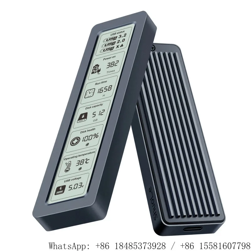 10Gbps Smart Screen M.2 Hard Disk Box RTL9210C Chip Aluminum Heat Sink NVME SATA Dual Protocol External SSD Enclosure