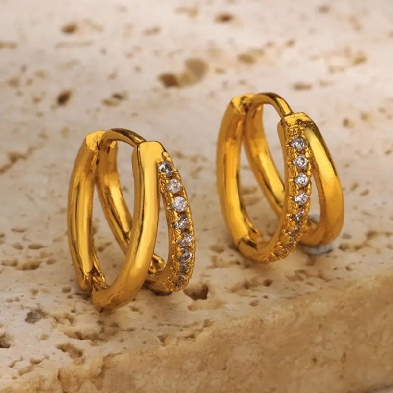 Stainless Steel Circle Earrings For Women Gold Color Aesthetic Zircon Earring Wedding Christmas Fashion Jewelry Accessories Gift