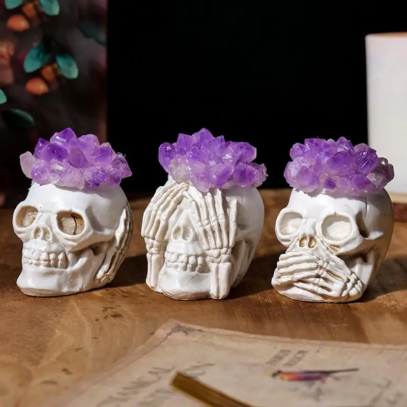 Amethyst Skull Ornament Skull Sculpture Statue Skull Statue Halloween Decor For Gardens