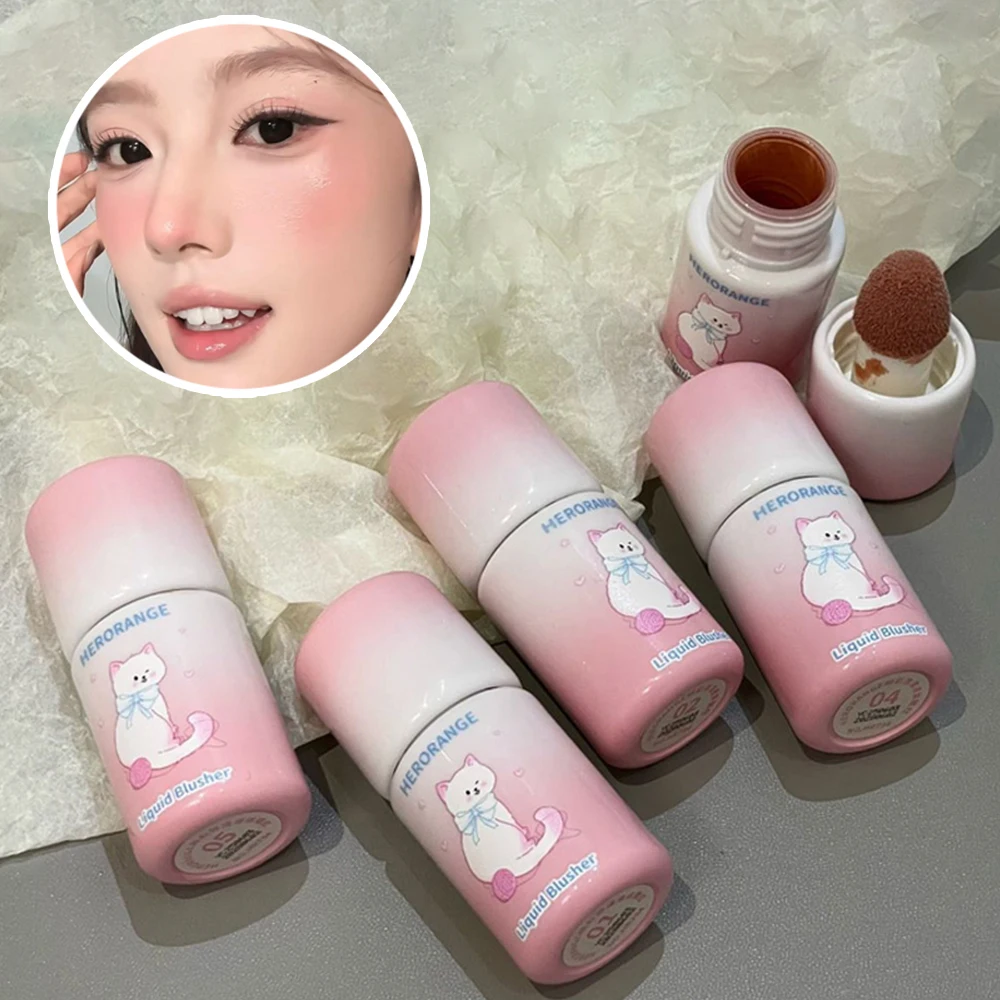 Cute Cat Light Blush Liquid Moisturizing Mirror Vitality Moisturizing Whitening Brightening Natural Rouge