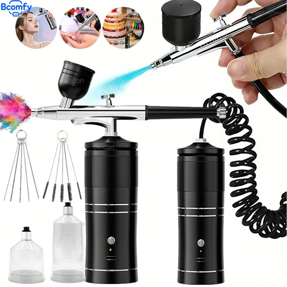 

Портативный аэрограф для ногтей с компрессором для нейл-арта, декорирования тортов, рукоделия, набор для распыления, перезаряжаемый пистолет-распылитель
