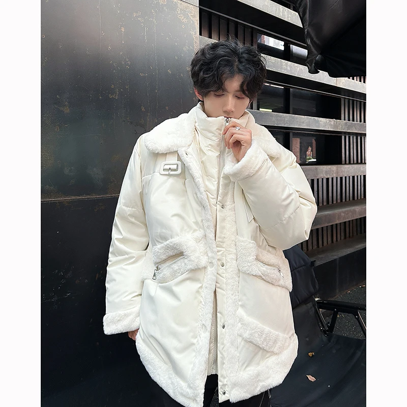 

Trendy Winter eepskin Cotton Jaet Loose Fit Thiened Youth Faion Warm Inner Cotton Youth Urban Sle Zipper Closure