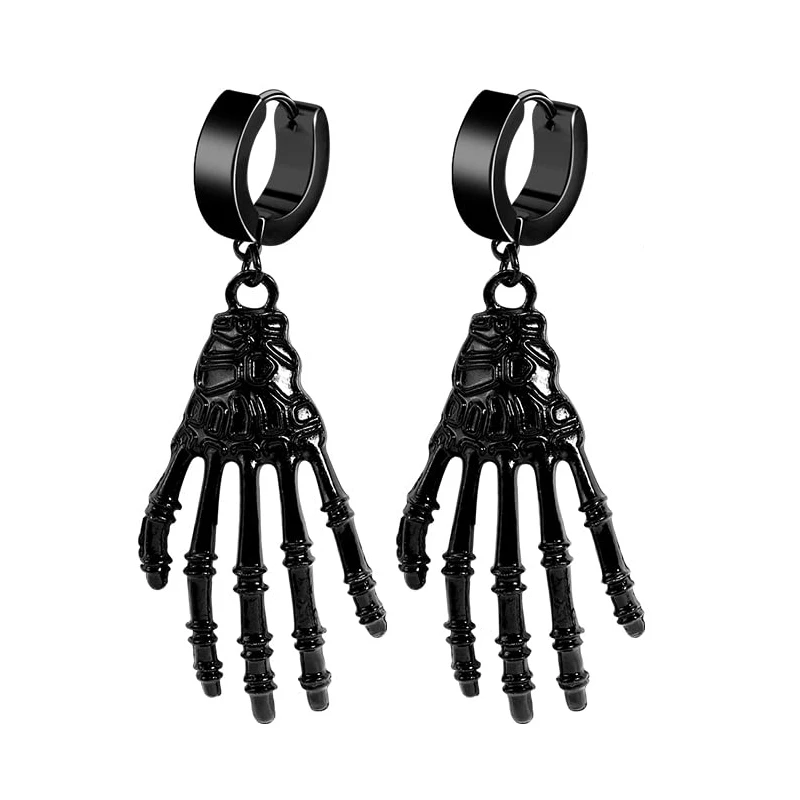 1Pair 54 Different Types Shape Unisex Black Color Stainless Steel Dangle Piercing Earring For Women Men Punk Gothic Hoop Earring