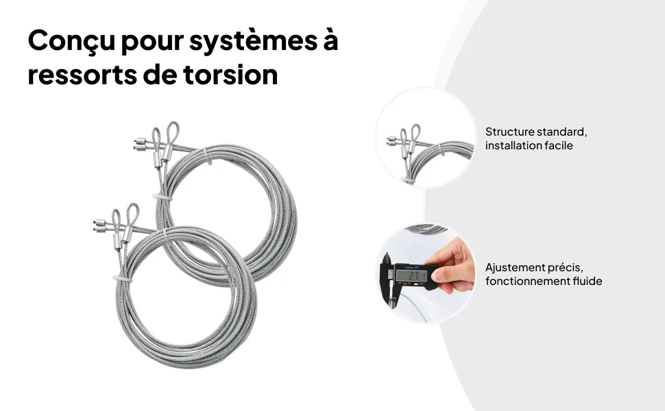 4Pcs Garage Door Cables Premium 4.1M Long Replaces Garage Door Safety Cable