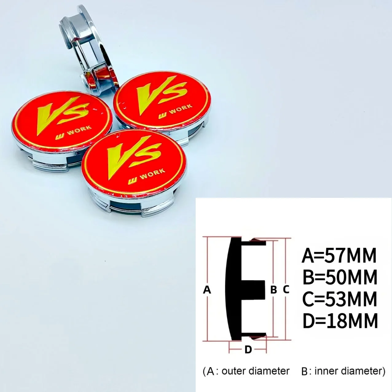 

4pcs/Set High Quality 57mm Car Wheel Hub Cover Center Caps for VS W Work Racing Styling Badge Stickers Emblem Accessories