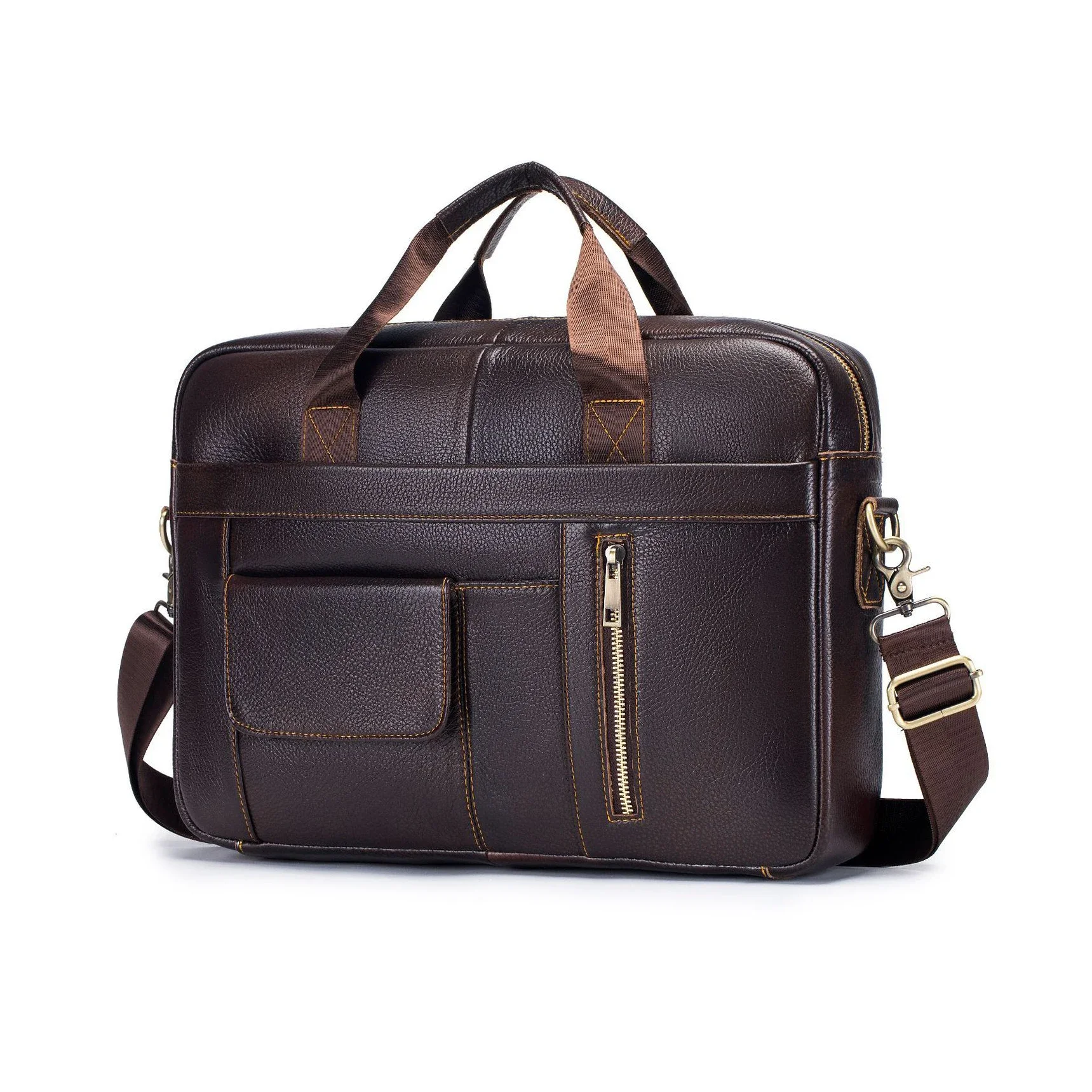 Sac d'affaires en cuir de vachette véritable pour hommes, étui à bombes pour hommes, sac de messager pour ordinateur portable, sac d'ordinateur, vintage, luxe, initié, nouveau, 2024