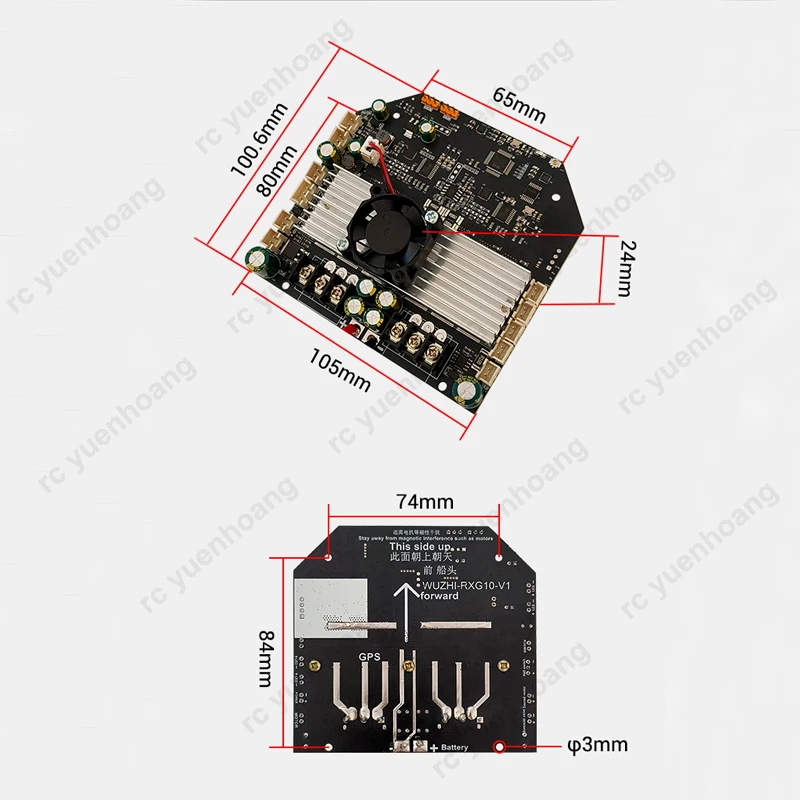 1세트 RXG10-TXG3 8V 12V 24V 브러시리스 원격 제어 키트 RC 미끼/네스팅 보트 무선 컨트롤러 송수신 부품