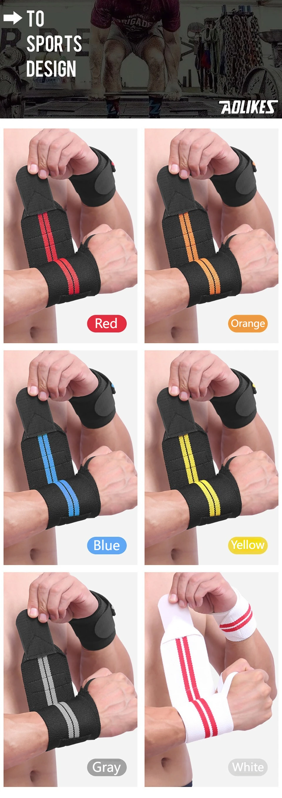 AOLIKES Fitness Handgelenkbandagen Gewichtheben Gym Handgelenkstützen Cross-Training Gepolsterte Daumenbandage Krafttraining Handunterstützung Handgelenkband – Detail 13