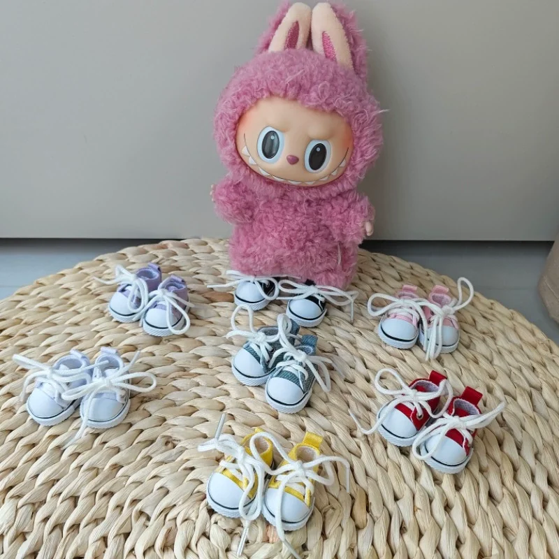 

For 15/17cm Labubu Clothes mini leisure Canvas Shoes Labubu dolls Clothing Sports sneakers DIY dress up replacement Accessories