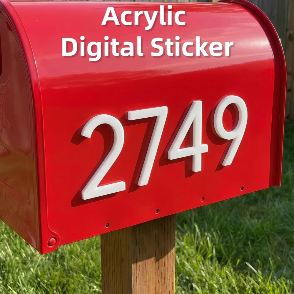 1PC House Number Sticker Door Plate White Glossy Self Adhesive Signs Apartment Hotel Office Room Address Mailbox Label