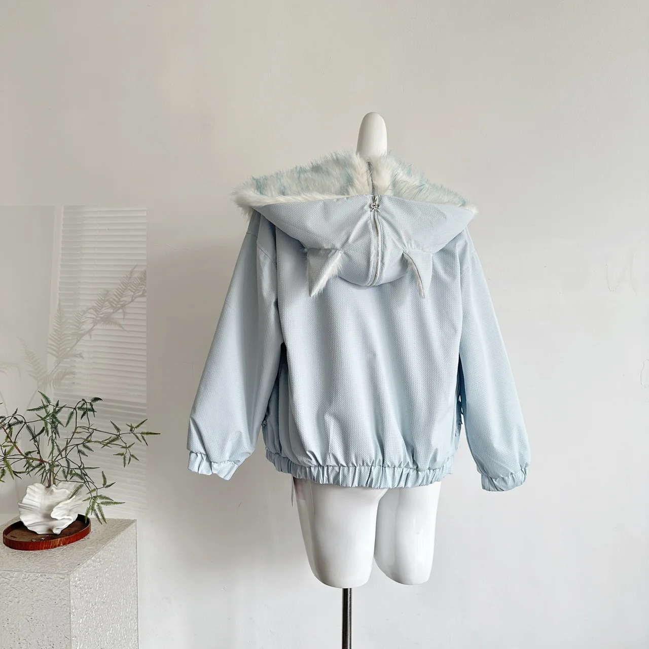 Jesienno-zimowy japoński uroczy dwustronny płaszcz damski z kocimi uszkami, futrzanym kołnierzem, zapinany na zamek, luźny płaszcz w stylu Y2K z lat 2000, kawaii.