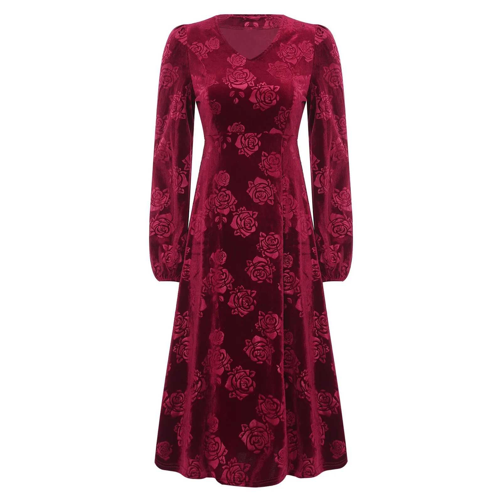 Women Flapper Dress Velvet Long Sleeve Wedding Guest Dress Vintage 1920s Cocktails Gown Festival Event Acquard Mother Dress