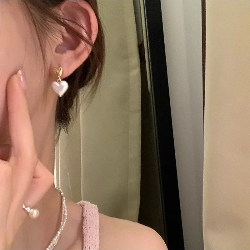 VENTFILLE 925 Sterling Silver Earring for Women Girl Love Heart Frosting Temperament Korean Banquet Jewelry Gift Dropshipping