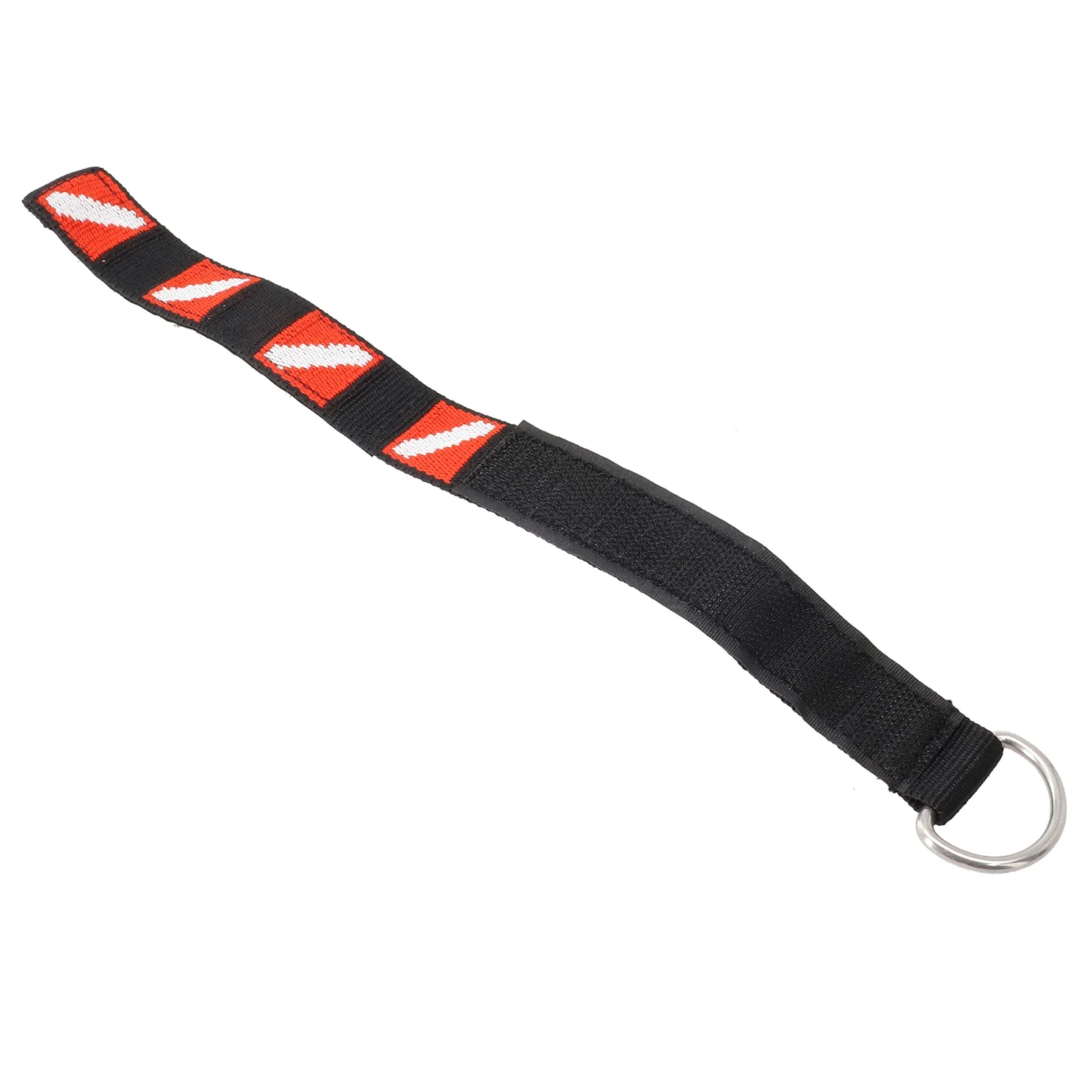 Dragonne de plongée avec lanière en métal, sangle de plongée en Nylon, motif de drapeau de plongée noir, anneau en D en acier inoxydable, nouveau