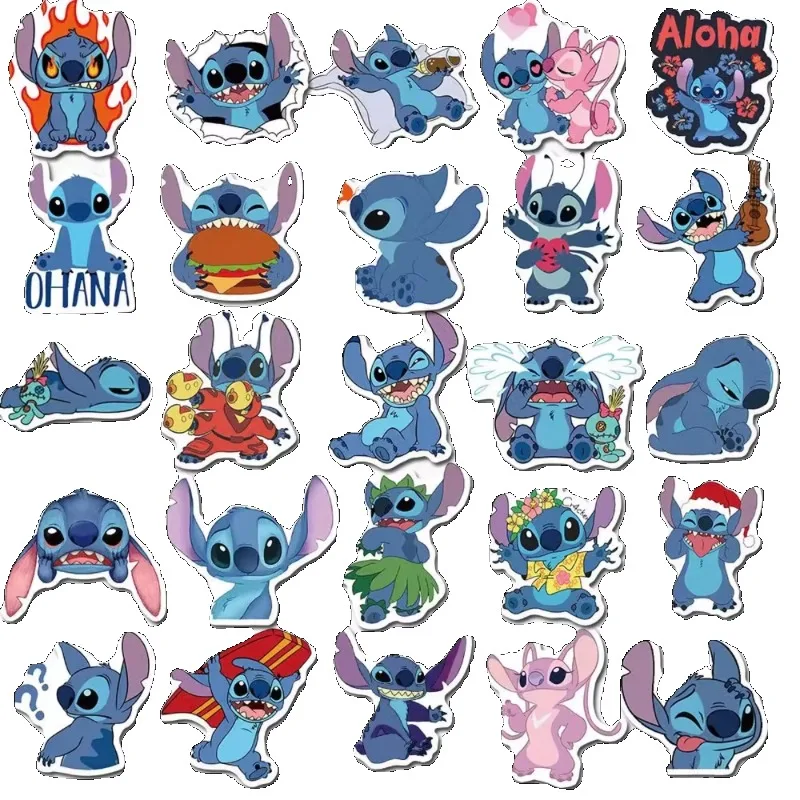 Periféricos de personajes de dibujos animados de Disney Stitch, pegatinas decorativas bonitas Kawaii, pegatinas de grafiti impermeables DIY, juguetes al por mayor