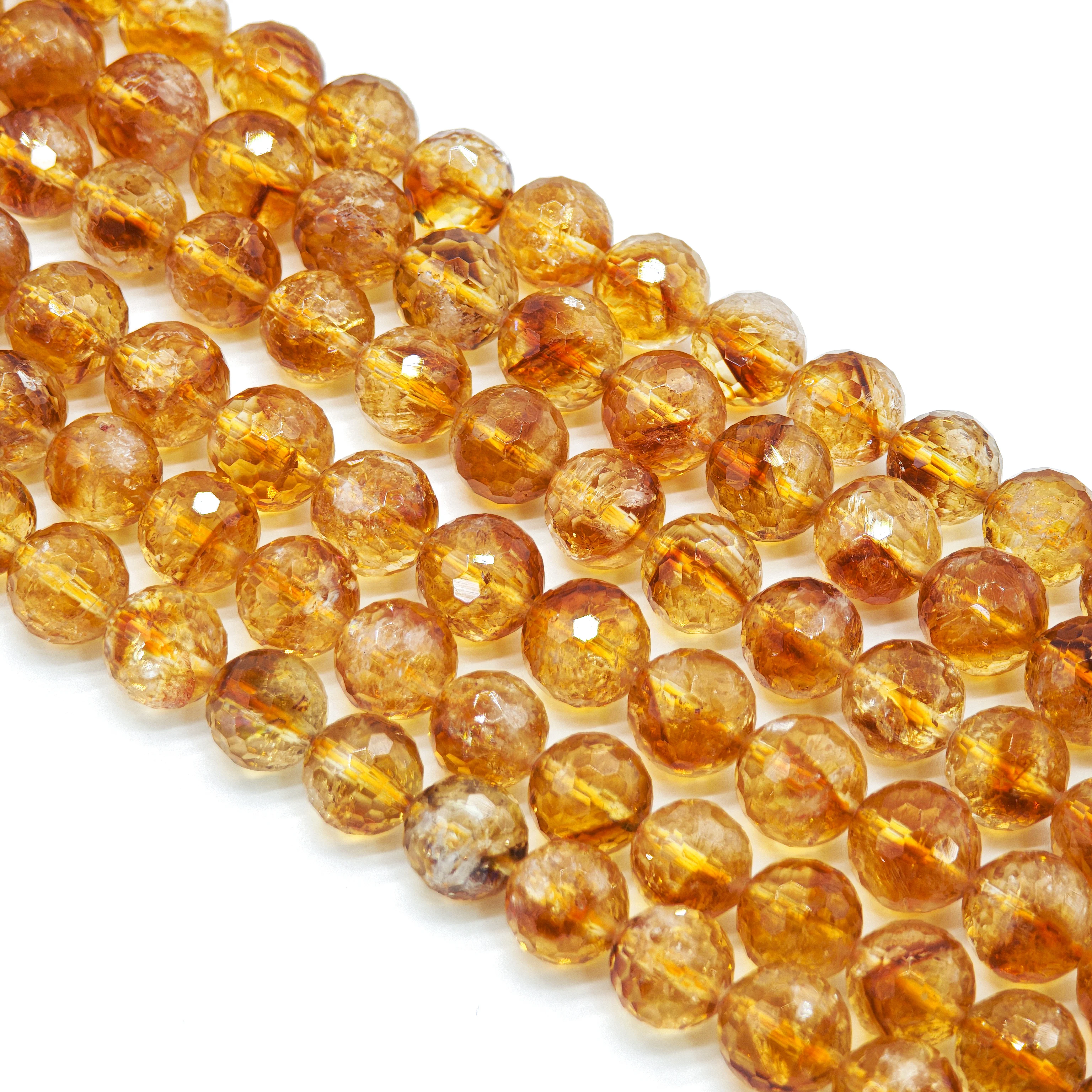 

Trending Natural Citrine Crystal Beads, 6-10 mm Round Faceted Yellow Loose Beads for DIY Jewelry Making, Bring You Wealth Luck.