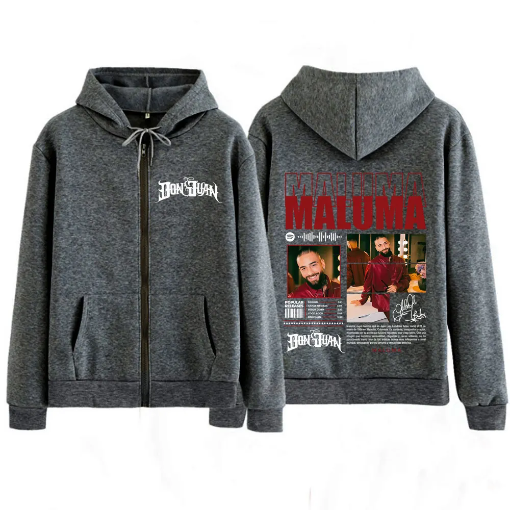 مغني الراب مالوما جولة 2025 الجرافيك زمم هوديي الرجال النساء موضة الهيب هوب البلوز سميكة عادية خمر سستة بلوزات القمم