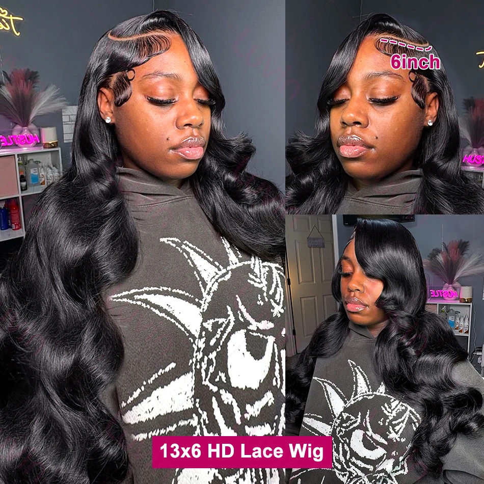 Luvin 250% HD 13x6 الدانتيل الجبهة باروكة من شعر طبيعي 40 42 بوصة شفافة الجسم موجة 6x6 إغلاق البرازيلي ريمي 13x4 الدانتيل شعر مستعار أمامي