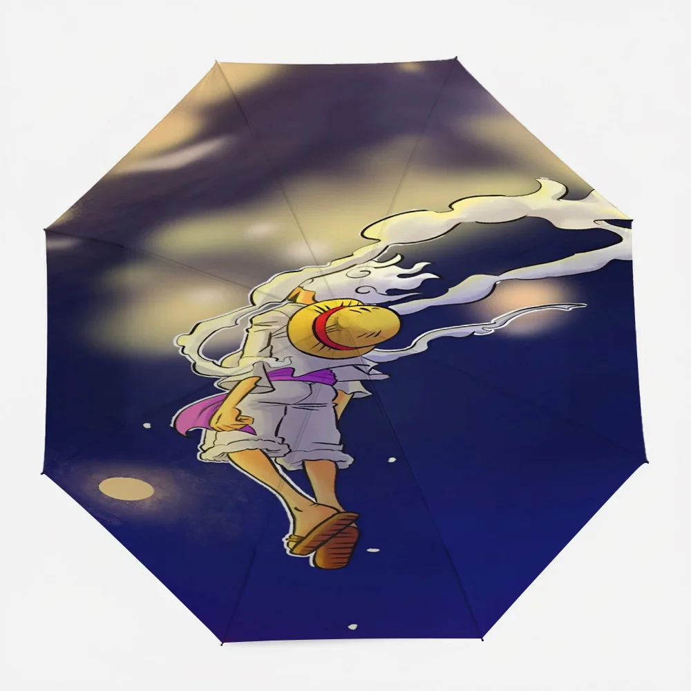 

Зонт-автомат One Piece Monkey D. Luffy Gear 5 с белым костюмом, соломенной шляпой и фоном «Облачное ночное небо», аниме-арт, ветрозащитный
