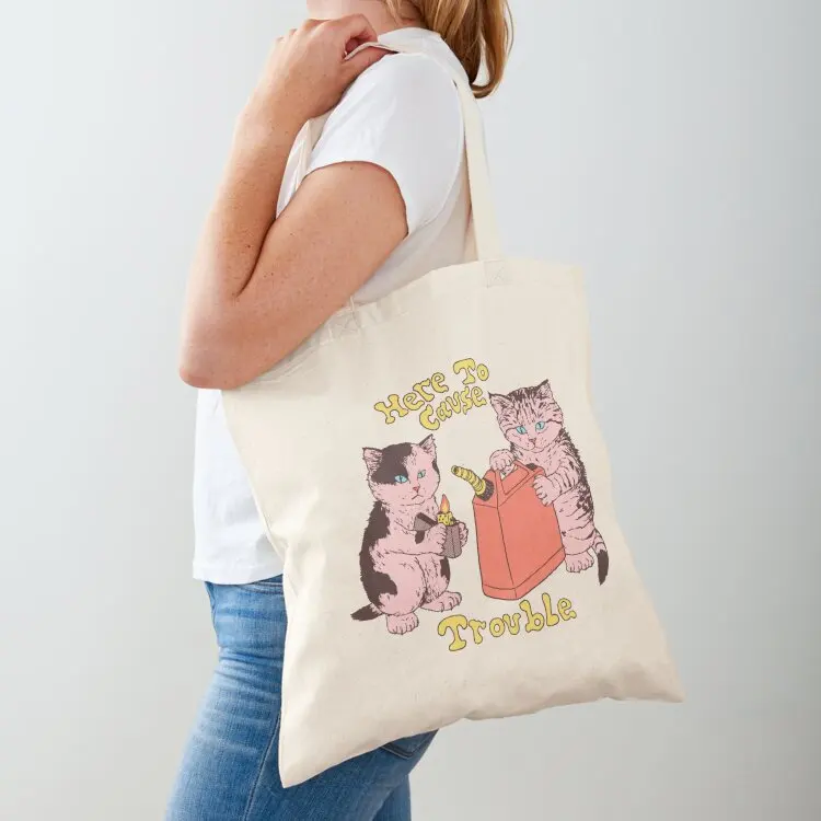 

Here To Cause Trouble (Dark Shirt Variant) Tote Bag sac pour femme Lady bags Woman shopper bag eco bag folding