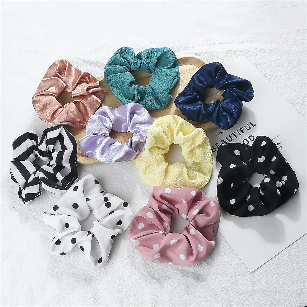 3PCS/Set Korean Pink Large Silk Elastic Hair Bands For Women Girls Headband Hair Accessories Tie Gift Scrunchies Ponytail Holder