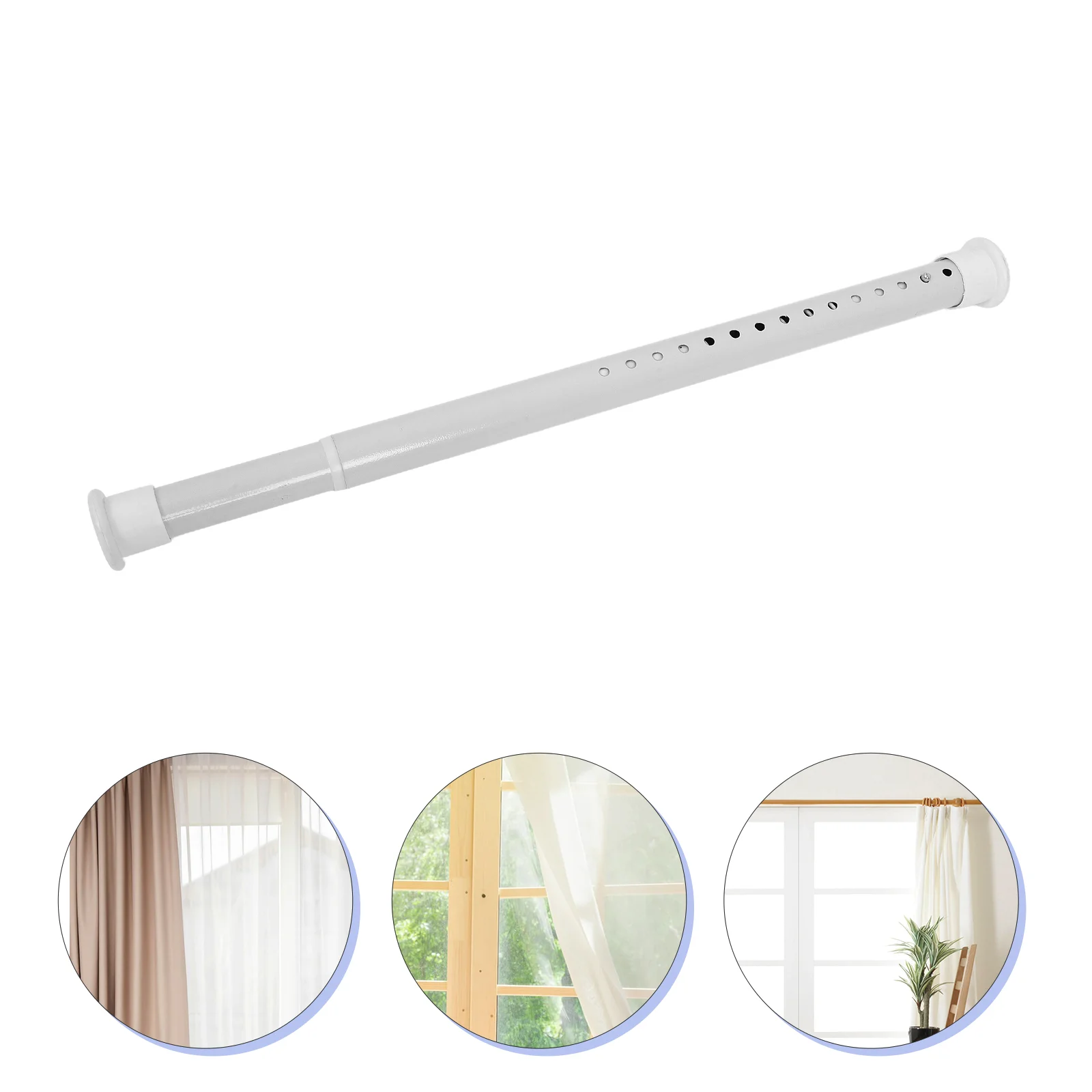 

Curtain Telescopic Rod Tension Rods Sliding Doors White Stainless Steel for Living Room